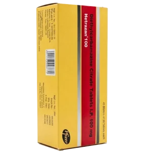 海群生（枸橼酸乙胺嗪片）100mg 包装盒正面实拍，白色背景，清晰展示产品通用名与驱虫药标识。