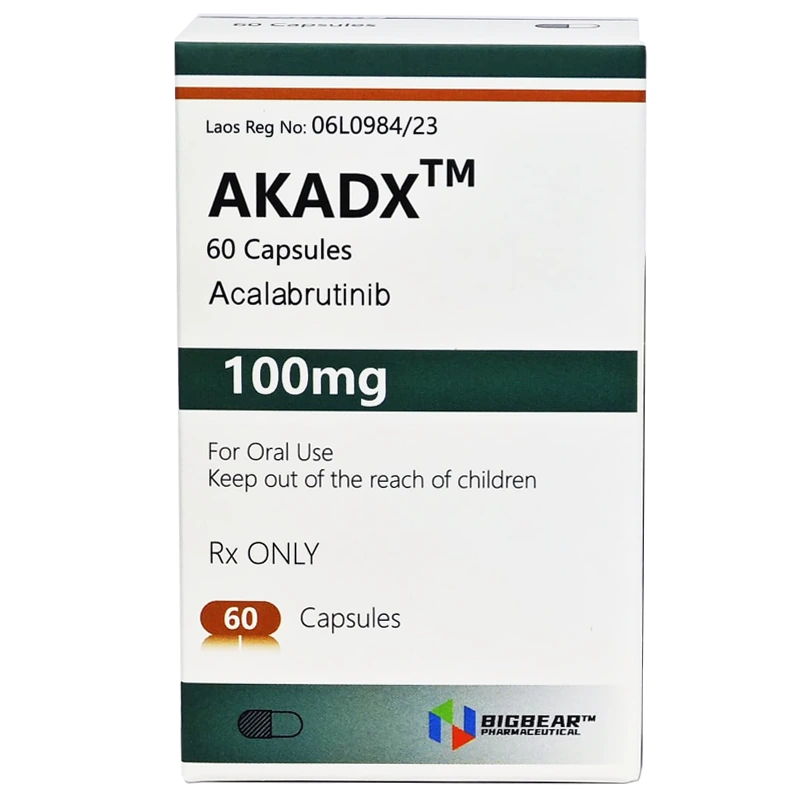 Bigbear(大熊制药)生产的阿可替尼胶囊(AKADX 100mg×60粒)正品实物照片