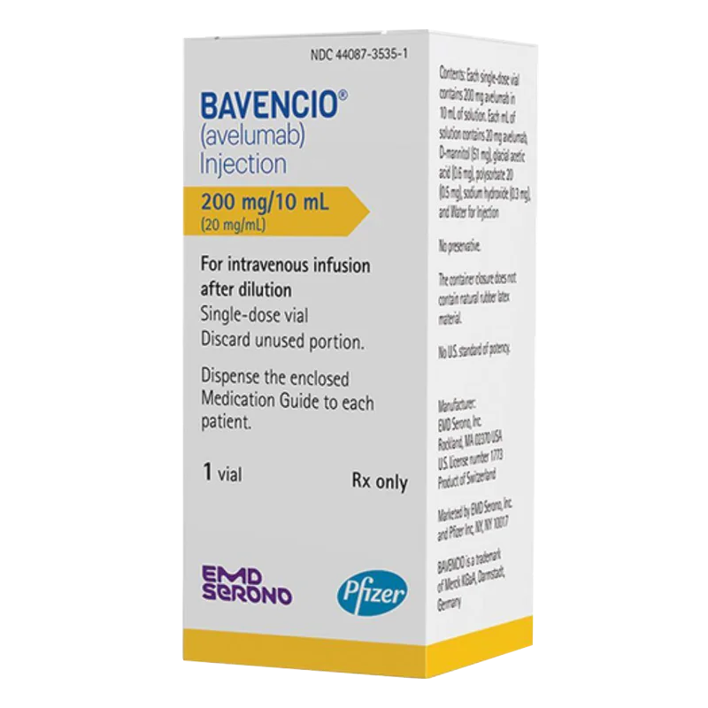 EMD Serono与辉瑞联合分销的阿维鲁单抗注射液BAVENCIO 200mg美版正品实拍